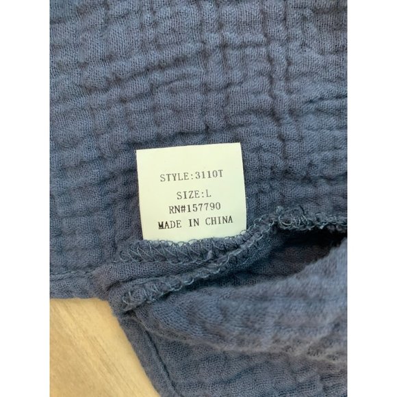 Pinch Blue 3/4 Sleeve Button Up Gauzy Rolled Tab Shirt Size L - Picture 7 of 11